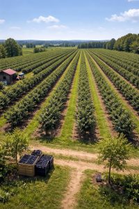 Aronya yetiştiriliğinde dikim aralığı 3x1.5 metre sıra düzeni